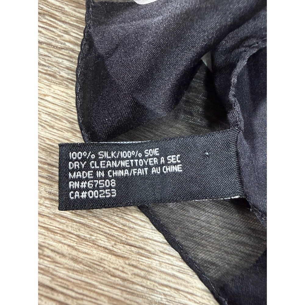 Jones New York 100% Silk Scarf Black White Floral Striped Sheer Oblong Wrap - Picture 3 of 5